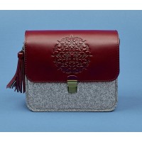 Женская Бохо-сумка Лилу фетр и кожа виноград