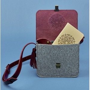 Женская Бохо-сумка Лилу фетр и кожа виноград