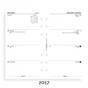 Бланки Filofax Неделя на двух страницах Personal белый англ. 2021 год