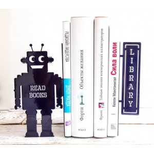 Держатели для книг Читающий робот (пурпурный)