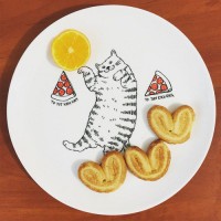 Тарелка «Кот с пиццей», orner-0080, Orner Store - Купить в интернет-магазине Darilka.com.ua