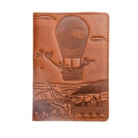 Кожаная обложка для паспорта Turtle, Воздушный шар (Приключения), коричневый