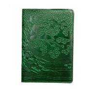 Кожаная обложка для паспорта Turtle, Дерево (Древо познаний), зеленый