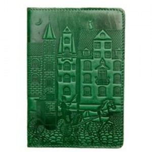 Обложка на паспорт "Город" зеленая
