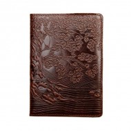 Кожаная обложка для паспорта Turtle, Дерево (Древо познаний), коричневый