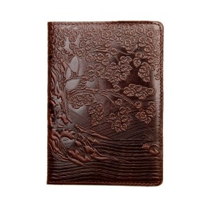 Кожаная обложка для паспорта Turtle, Дерево (Древо познаний), коричневый