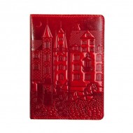 Кожаная обложка для паспорта Turtle, Старинный город, красный