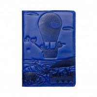 Кожаная обложка для паспорта Turtle, Воздушный шар (Приключения), синий