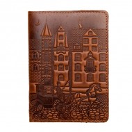 Обложка на паспорт "Город" коричневая