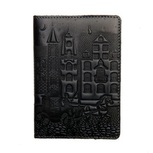 Кожаная обложка для паспорта Turtle, Старинный город, темно-серый
