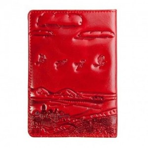 Кожаная обложка для паспорта Turtle, Воздушный шар (Приключения), красный
