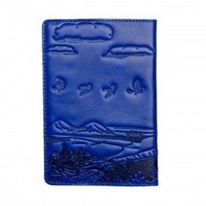 Кожаная обложка для паспорта Turtle, Воздушный шар (Приключения), синий