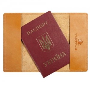 Кожаная обложка для паспорта Turtle, Восточный узор, желтый