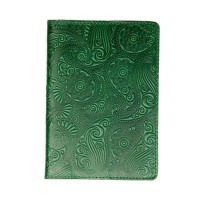 Кожаная обложка для паспорта Turtle, Восточный узор, зеленый