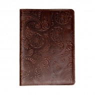 Кожаная обложка для паспорта Turtle, Восточный узор, коричневый
