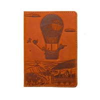 Кожаная обложка для паспорта Turtle, Воздушный шар (Приключения), винтажный рыжий