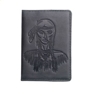 Кожаная обложка для паспорта Turtle, Индианка, темно-серый