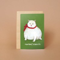 Открытка "Кіт з подарунком", orner-0167, Orner Store - Купить в интернет-магазине Darilka.com.ua