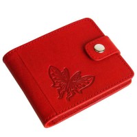 Кожаный женский кошелек Красная бабочка