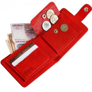Шкіряний жіночий гаманець Червона метелик