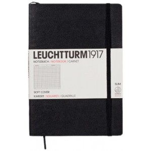 Записная книжка Leuchtturm1917, Средняя, Мягкая обложка, Клетка, Черный
