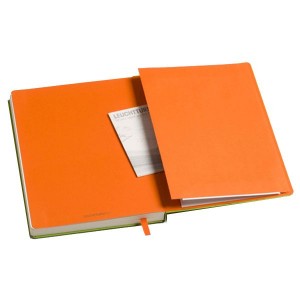 Записная книжка leuchtturm1917, Средняя, Чистые листы, Би-колор Лайм-оранжевый